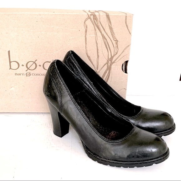 B.O.C. brand comfortable black real leather shoes black tracked rubber outsole - Picture 1 of 9